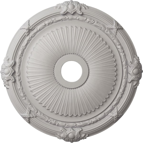 Ekena Millwork Heaton Ceiling Medallion (Canopies up to 6 1/2"), 27 1/2"OD x 3 7/8"ID x 2 1/4"P, Ultra Pure White CM27HEUWF - main